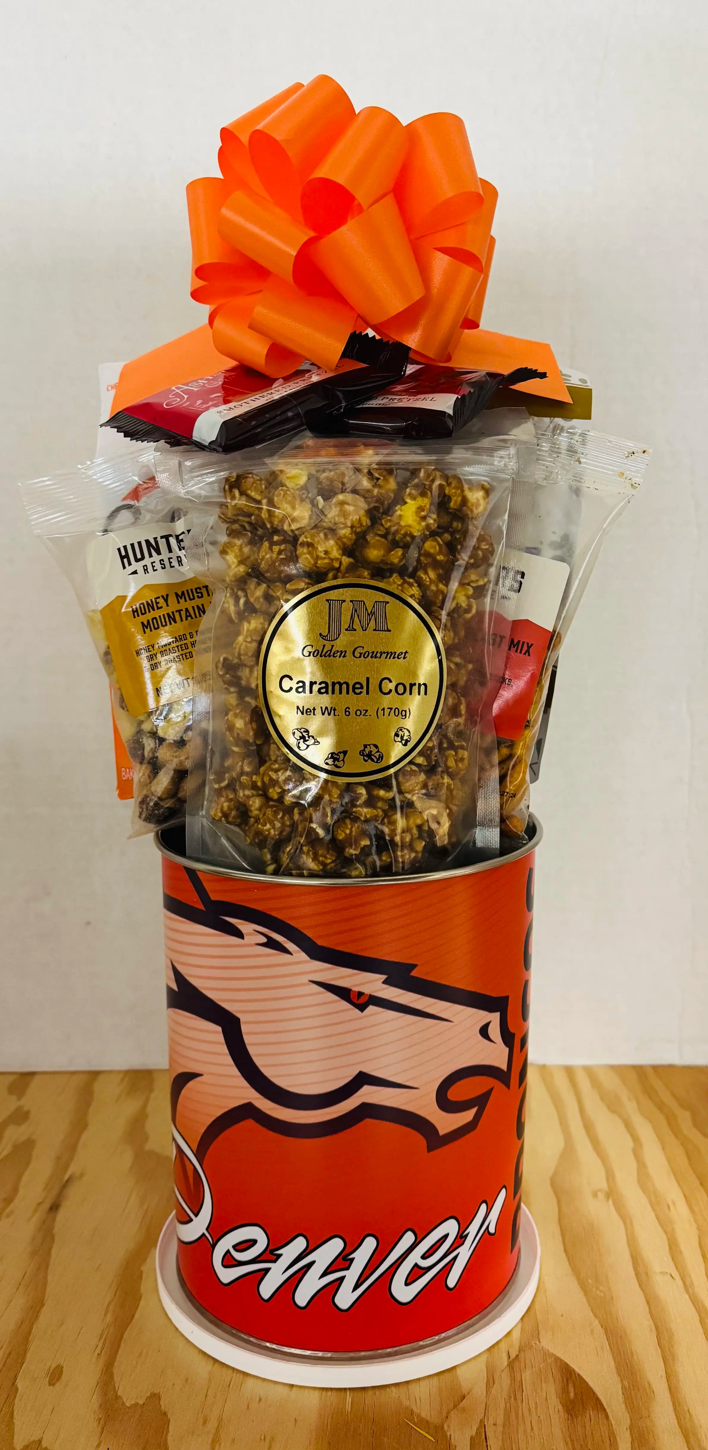 Denver Broncos 5 Qt Gift Basket - Premium Snacks & Collectible Tin
