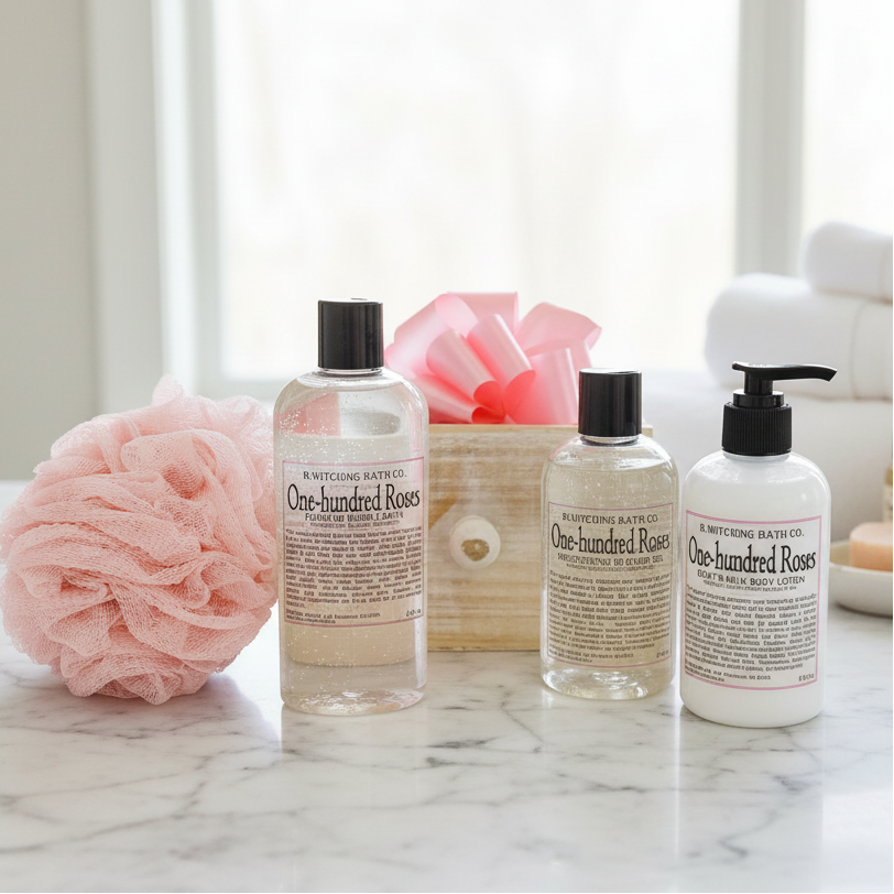 Rose Spa Gift Basket - Luxury Bath & Body Self Care Set