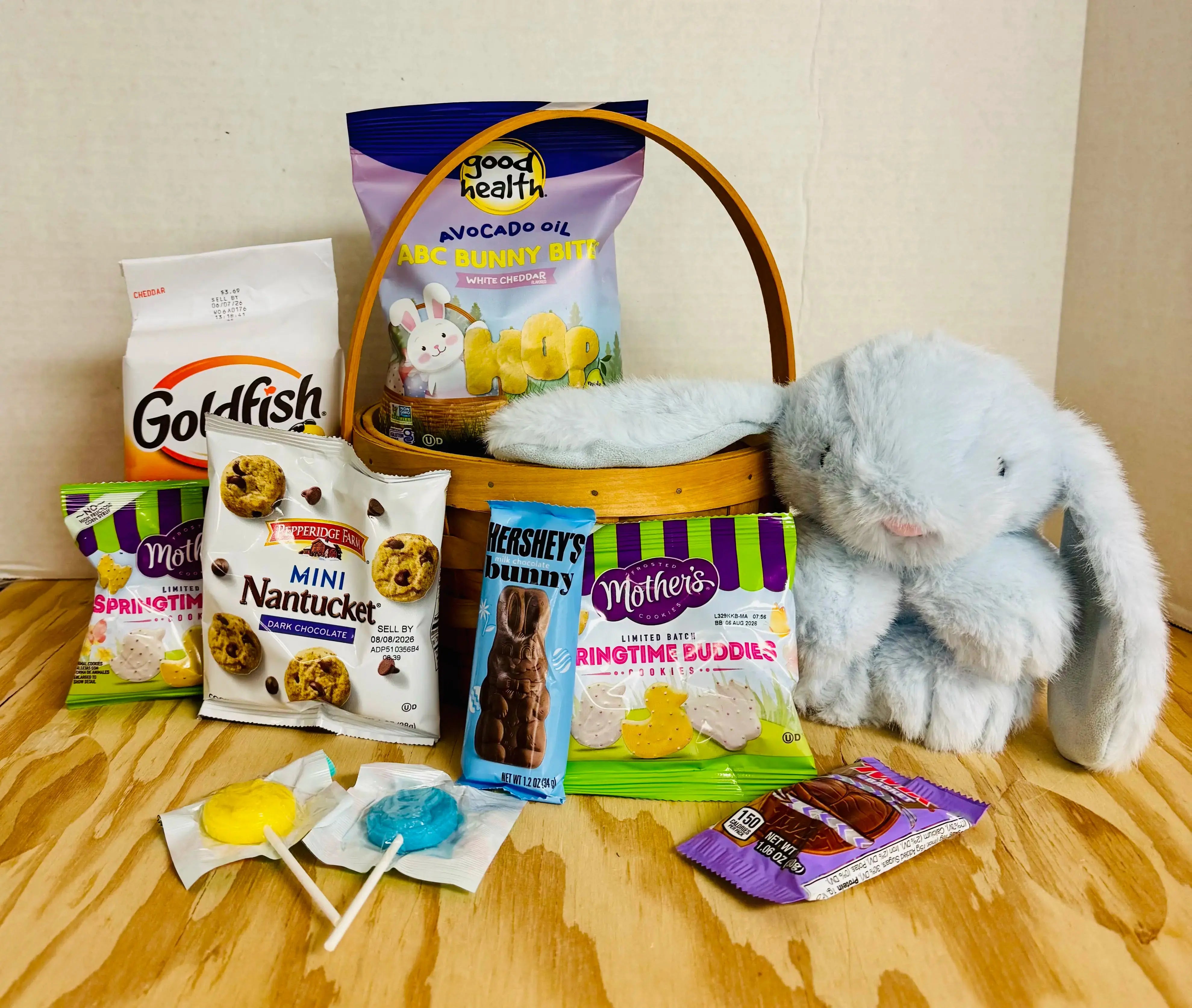 Easter Bunny Gift Basket for Kids - Plush Bunny, Candy & Spring Treats