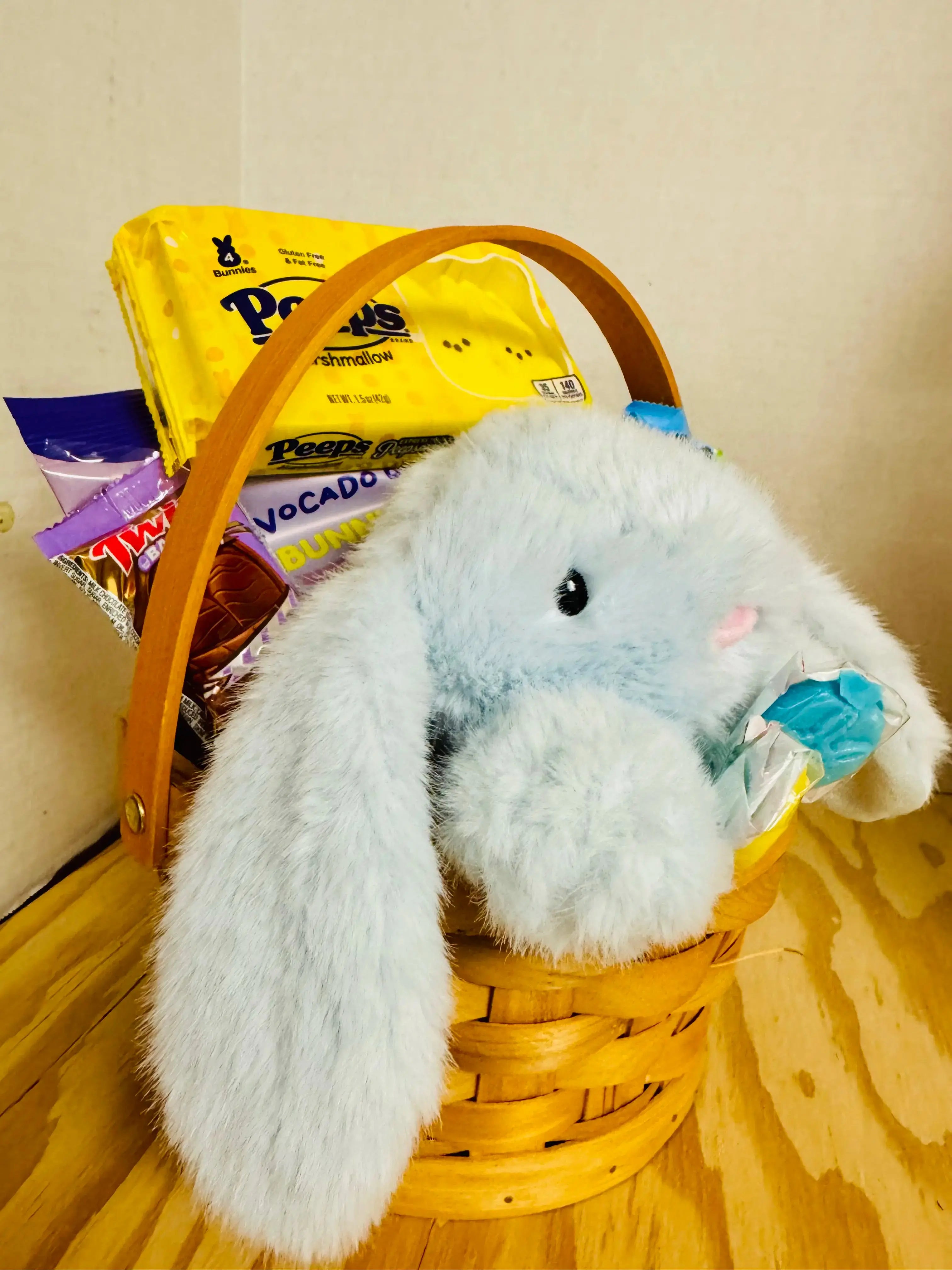 Easter Bunny Gift Basket for Kids - Plush Bunny, Candy & Spring Treats
