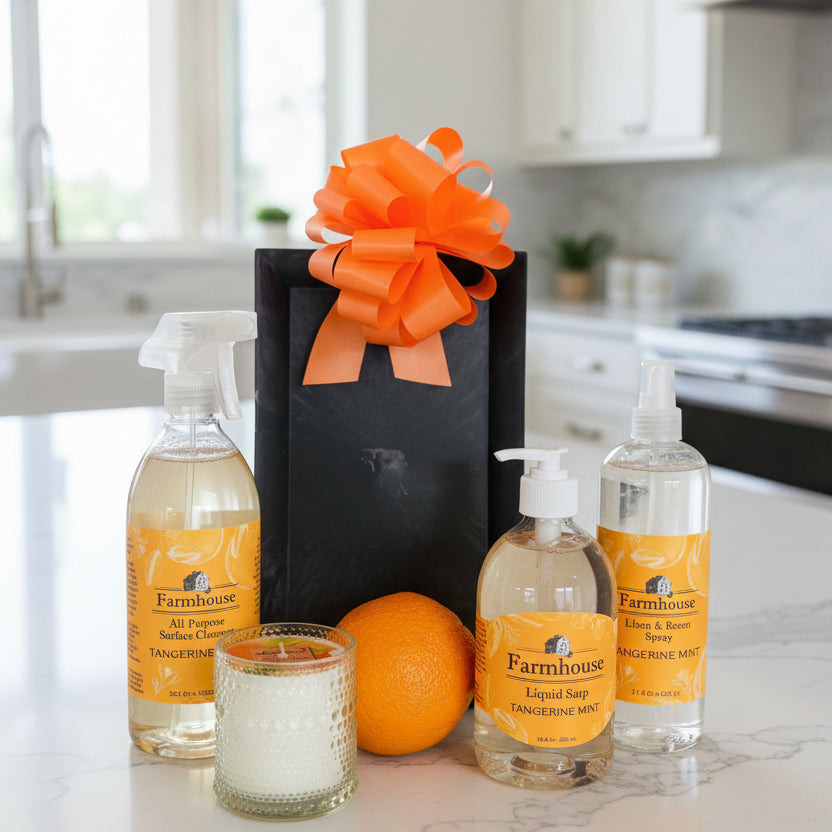 Tangerine Mint Spa Gift Tray - Citrus Bath & Body Gift Basket