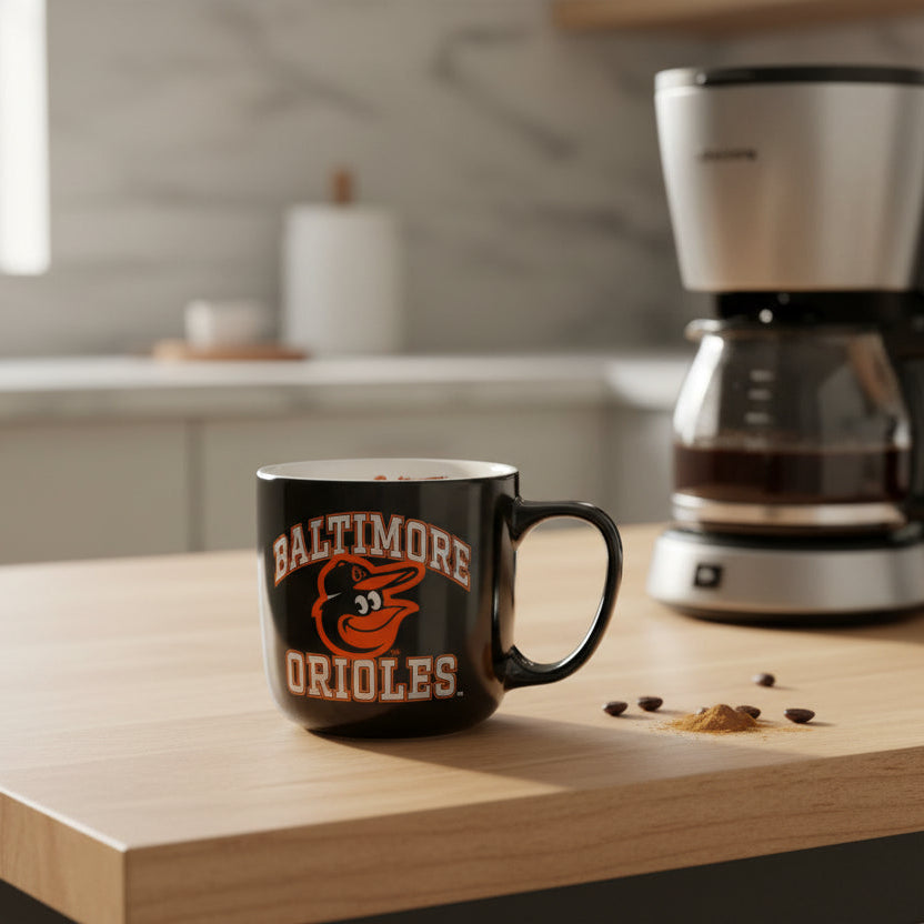 Baltimore Orioles 15oz Stripe Mug - Official Logo Brands MLB Coffee Cup