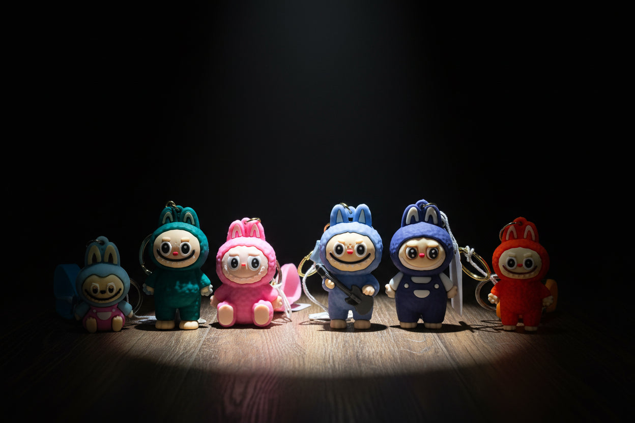 Labubu Rubber Keychains - Cute Collectible Character Keychain Gift