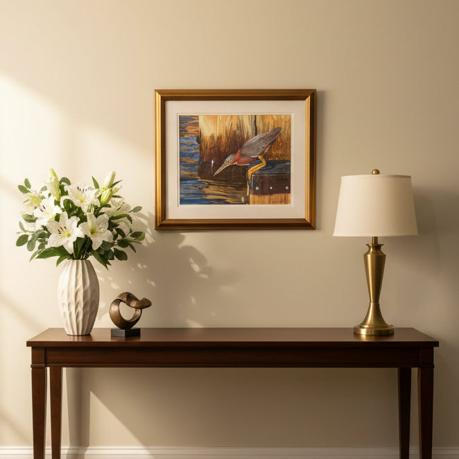 Green Heron 5x7 Greeting Card - Watercolor Art by Sandra Beblavy