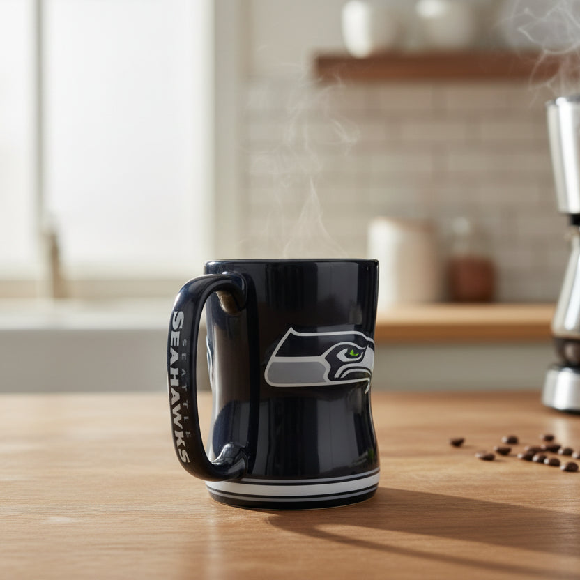 Seattle Seahawks 14oz Relief Mug - Officially Licensed NFL Ceramic Coffee Mug