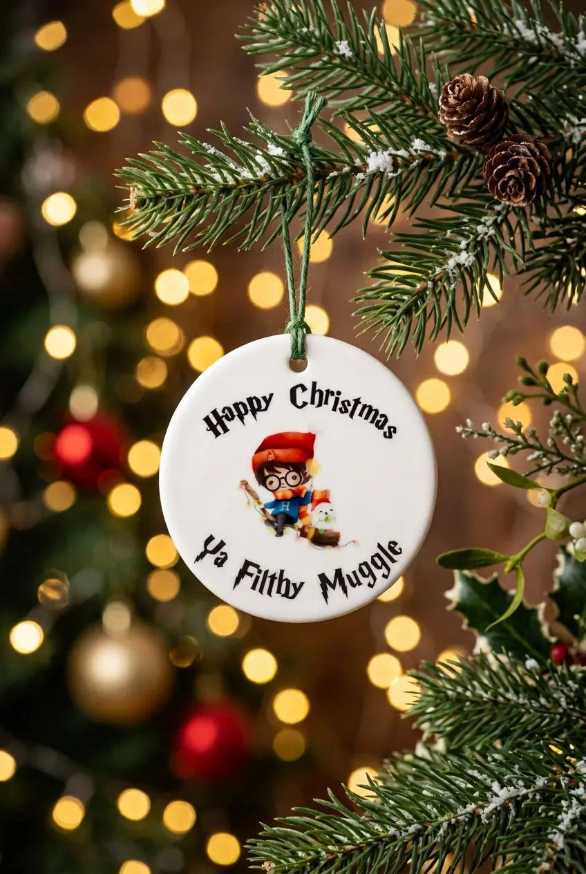 Harry Potter Christmas Ornament – Happy Christmas Ya Filthy Muggle