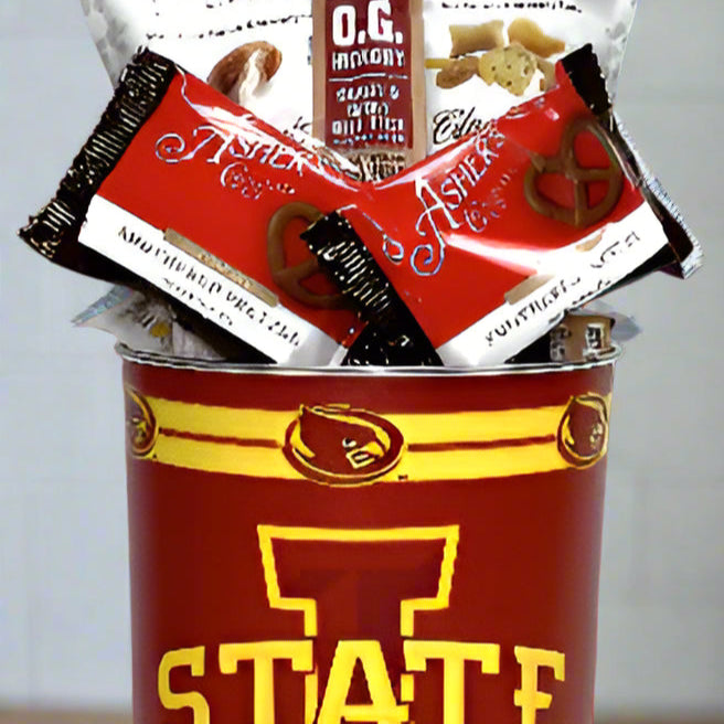 JGB Sports - Cesta de regalo metálica de los Iowa State Cyclones - Hecha en Estados Unidos