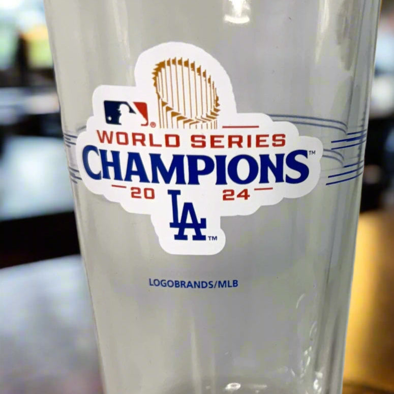 Clear glass with World Series Champions 2024 logo on a gray background