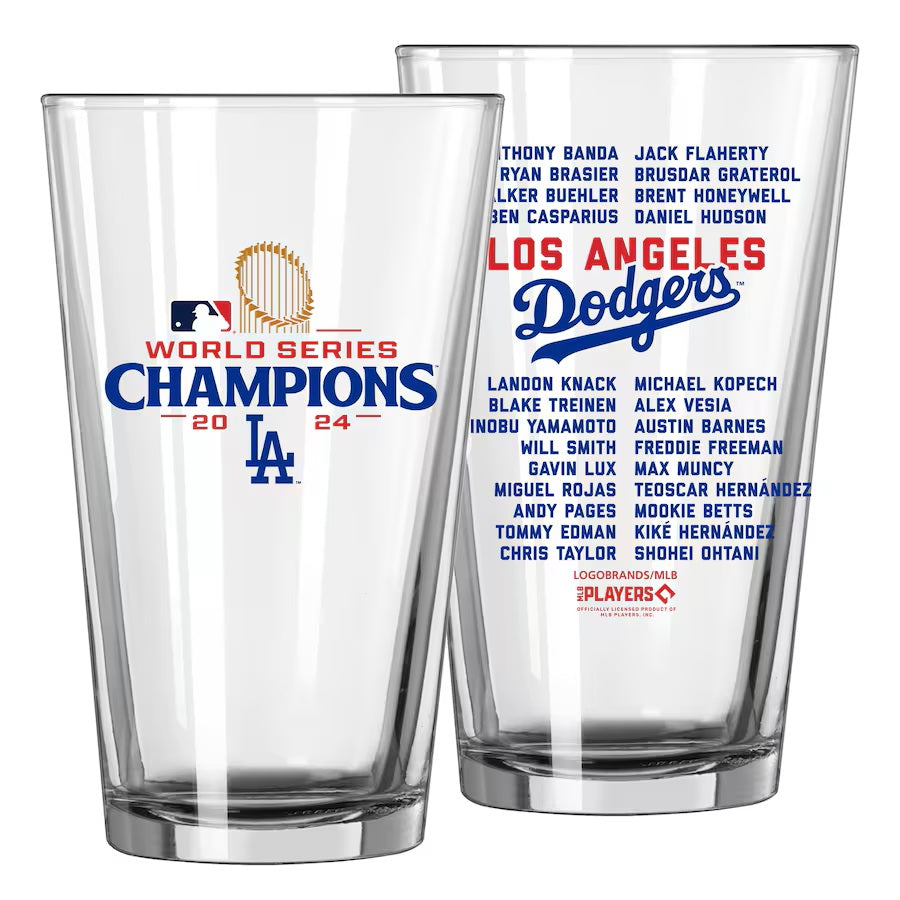 LA Dodgers World Series Champions 16oz Roster Pint Glass