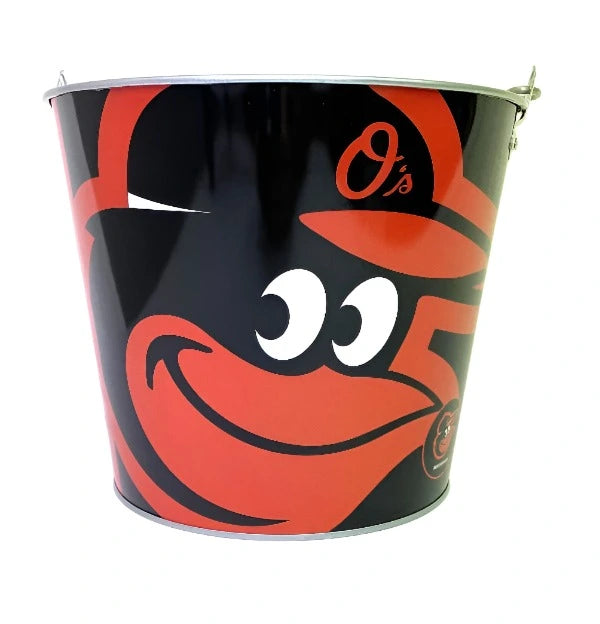Metal bucket with a cartoon crab design and 'O's' logo on a white background