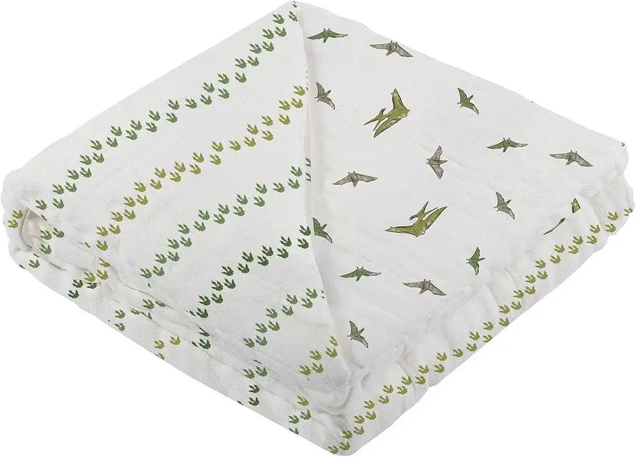 Newcastle Classics Dino Feet & Pteranodon Cotton Muslin Blanket - Jenny's Gift Baskets