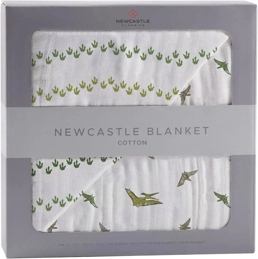 Newcastle Classics cotton blanket with bird pattern packaging