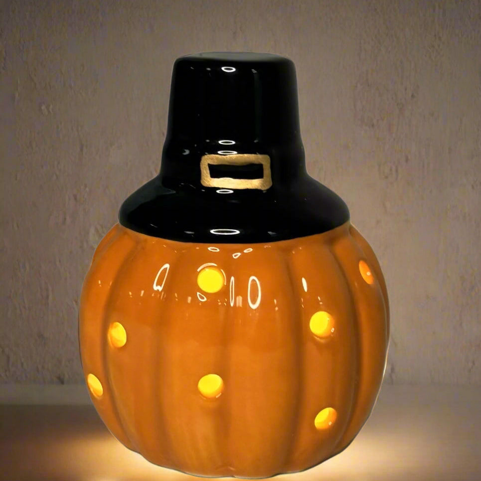 Mud Pie - Figura luminosa de peregrino calabaza - Decoración de Acción de Gracias