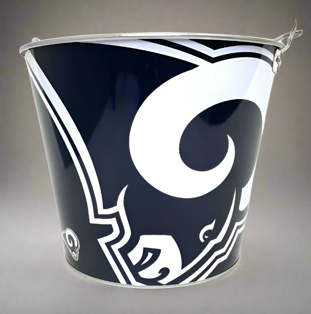 Black and white bucket with decorative design on a white background