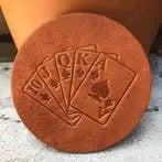 Jimmy Rockit- Royal Flush Leather Coaster - Clearance