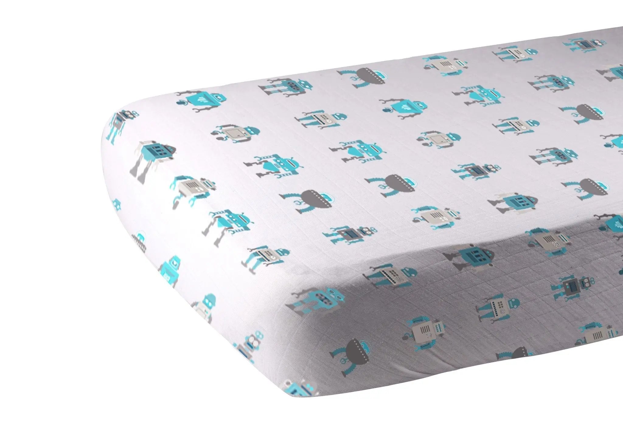 Robot Cotton Muslin Crib Sheet Newcastle Classics