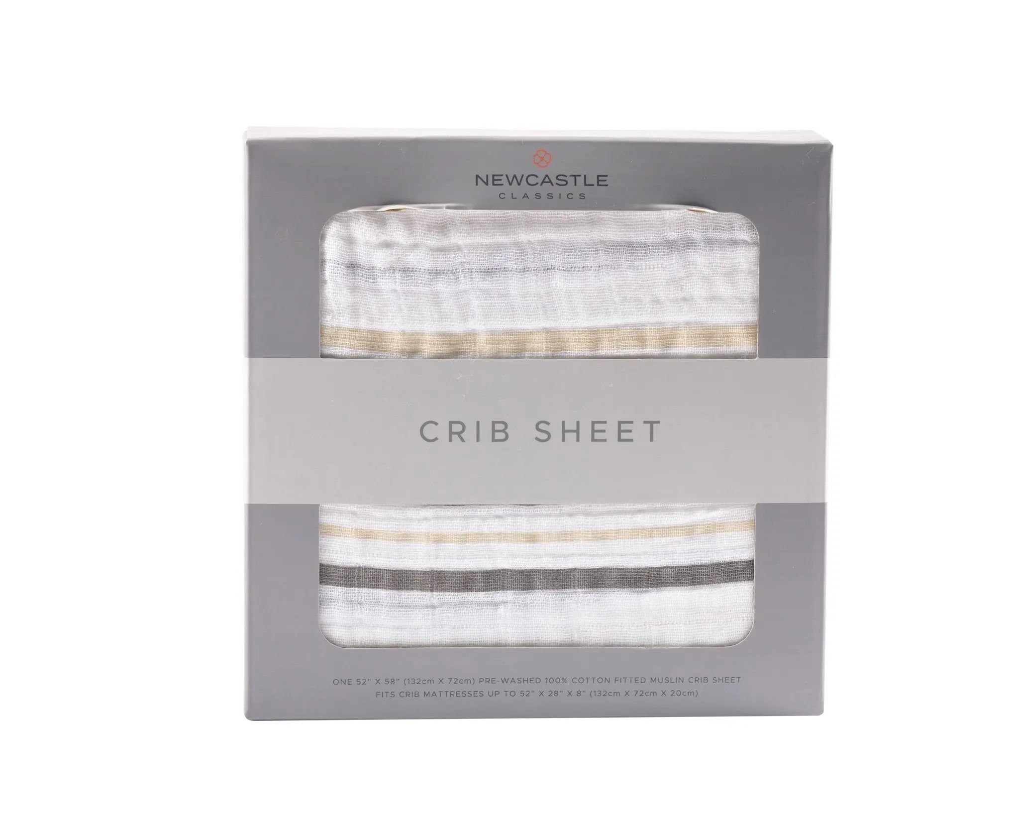 Grey Stripe Cotton Muslin Crib Sheet Newcastle Classics