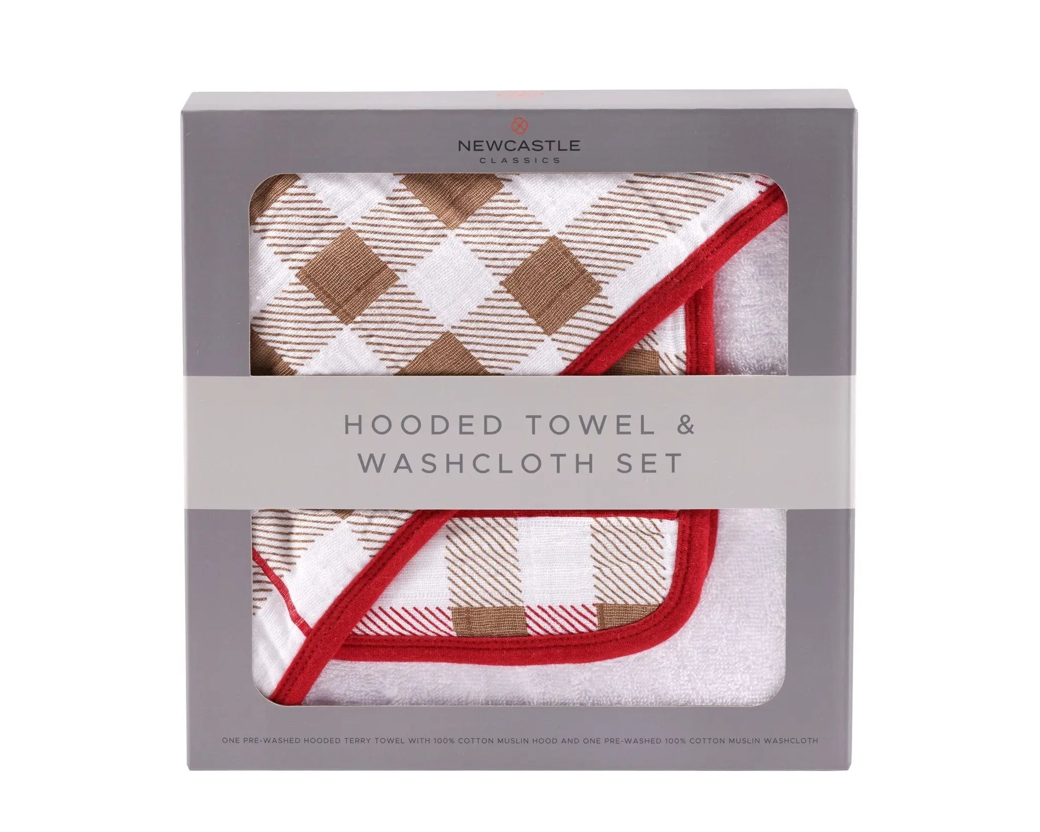 Plaid Cotton Hooded Towel and Washcloth Set Newcastle Classics