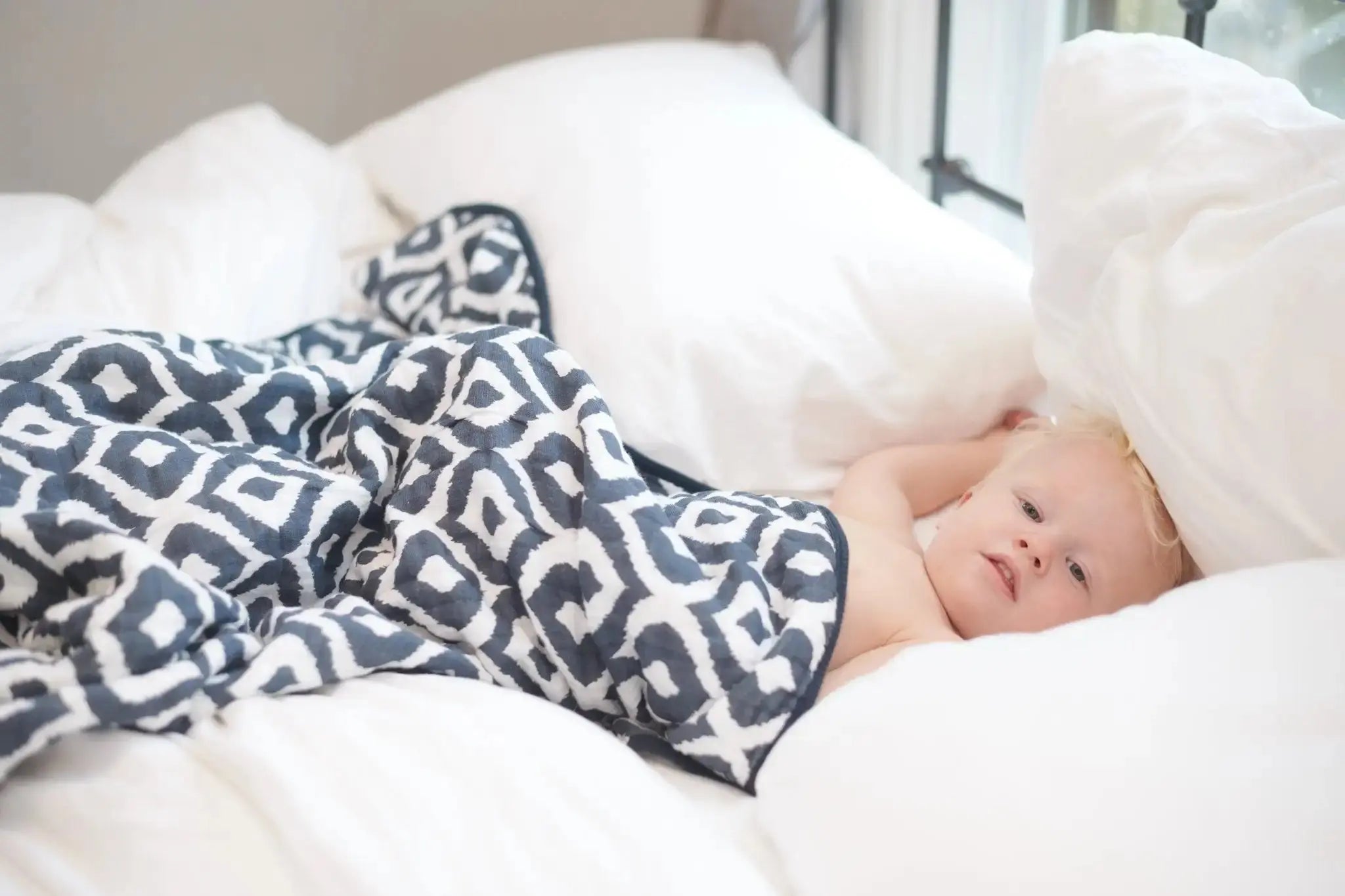 Newcastle Classics Moroccan Blue Cotton Muslin Blanket - Jenny's Gift Baskets