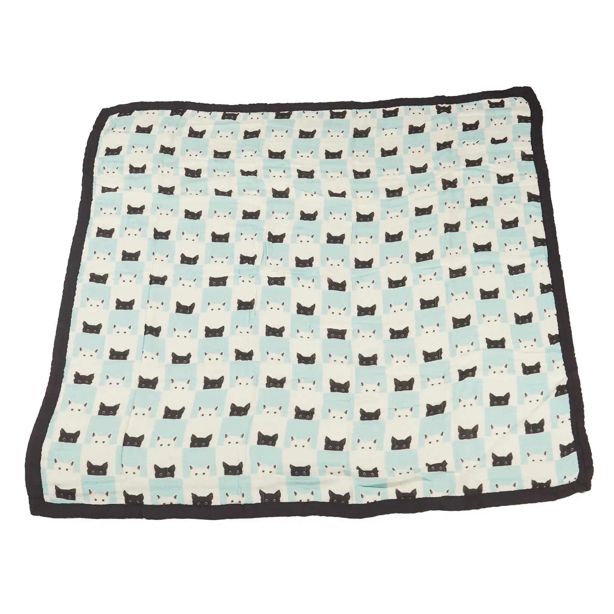 Newcastle Classics Peek-A-Boo Cats & Pencil Stripe Bamboo Muslin Blanket | Jenny's Gift Baskets