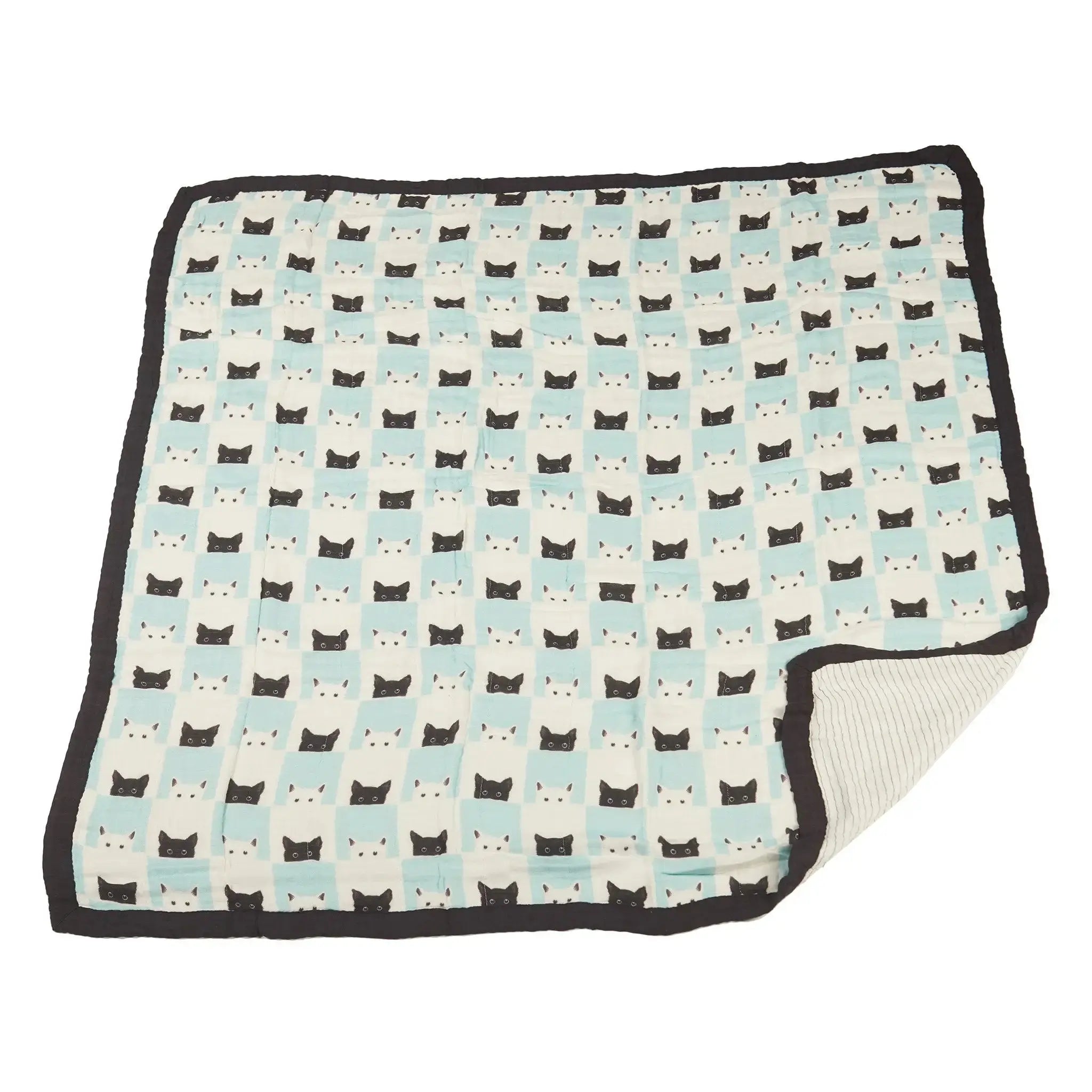 Newcastle Classics Peek-A-Boo Cats & Pencil Stripe Bamboo Muslin Blanket | Jenny's Gift Baskets