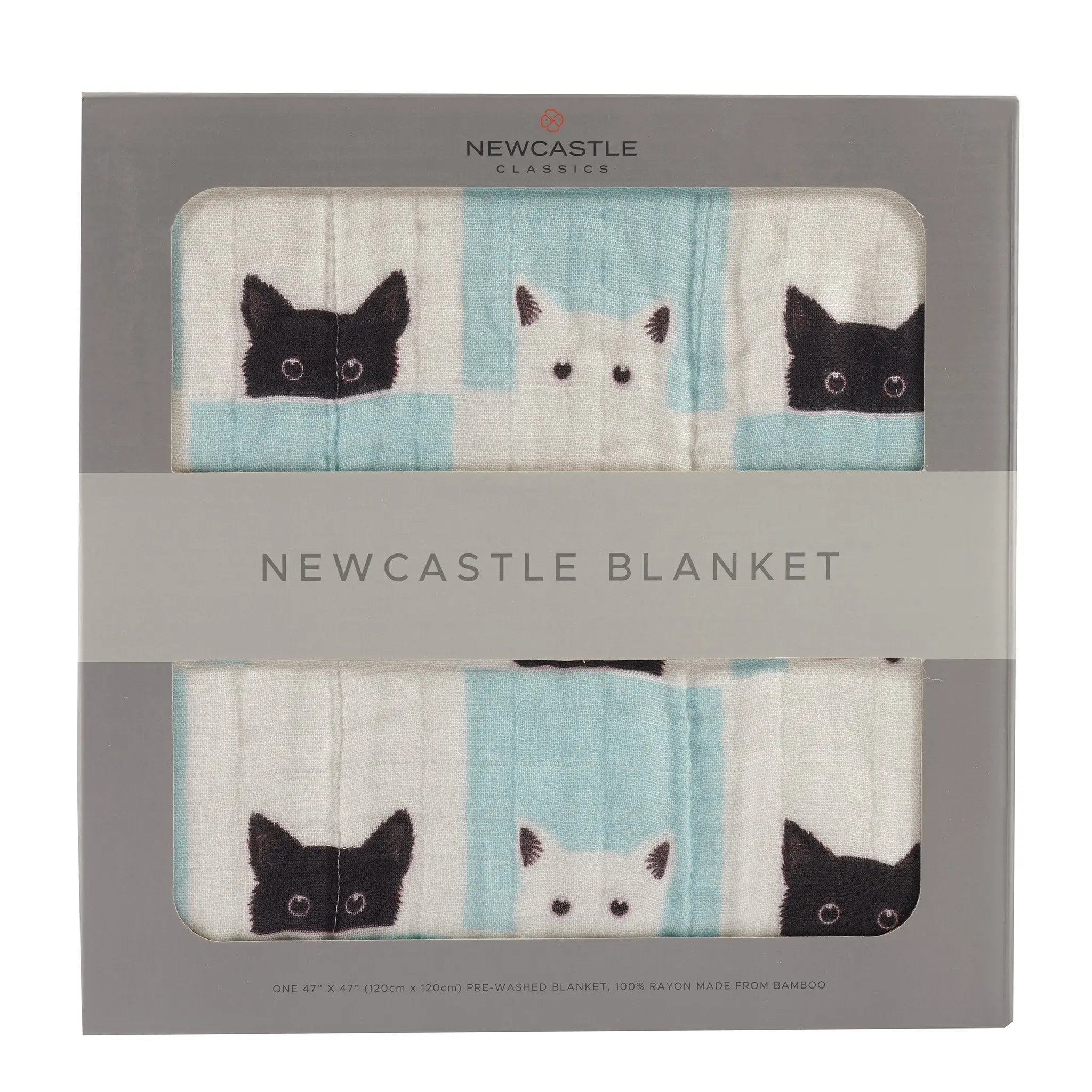 Peek-A-Boo Cats and White Bamboo Muslin Newcastle Blanket Newcastle Classics