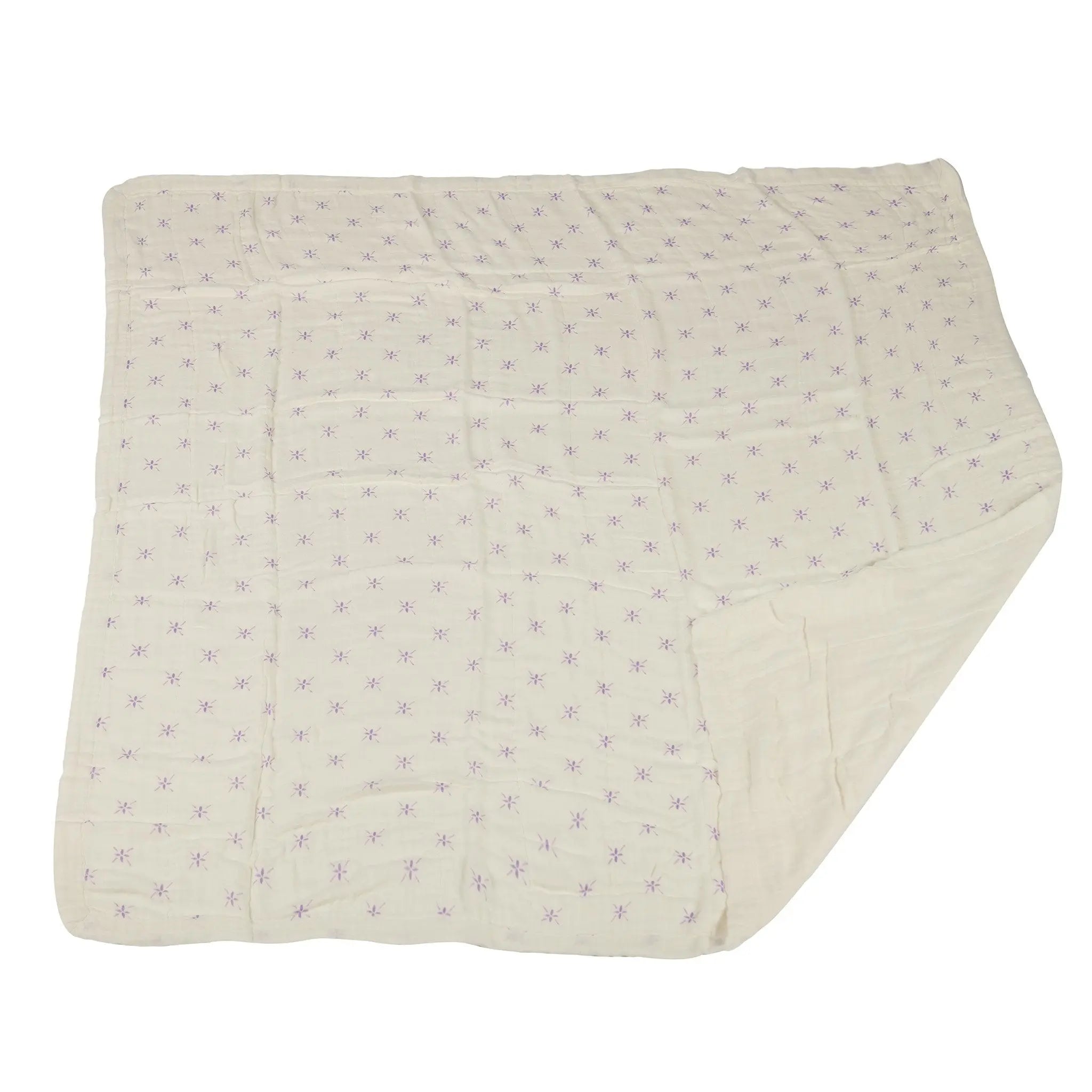 Lavender Flower and White Bamboo Muslin Newcastle Blanket