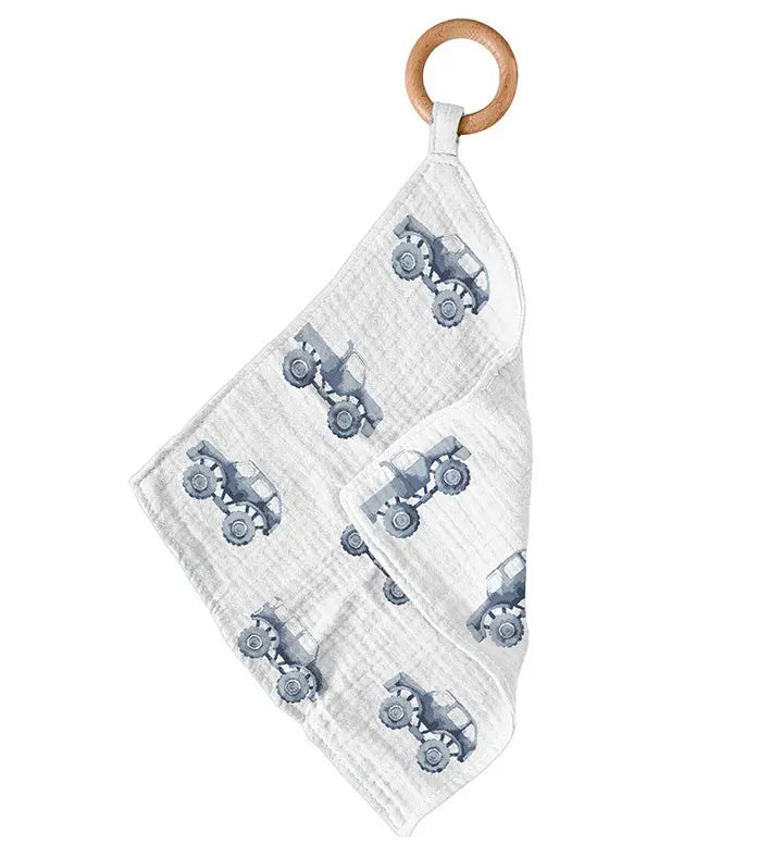 Indigo Monster Trucks Cotton Newcastle Teether Newcastle Classics