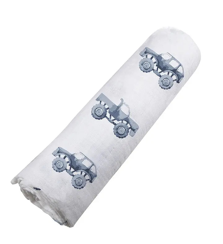 Indigo Monster Trucks Cotton Swaddle