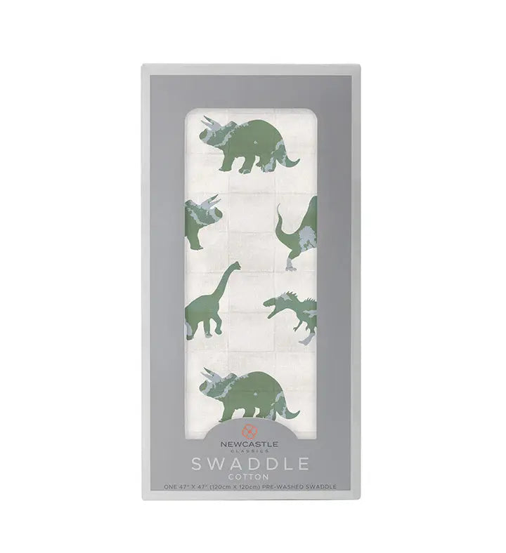 Granite Green Dinosaurs Cotton Swaddle Newcastle Classics
