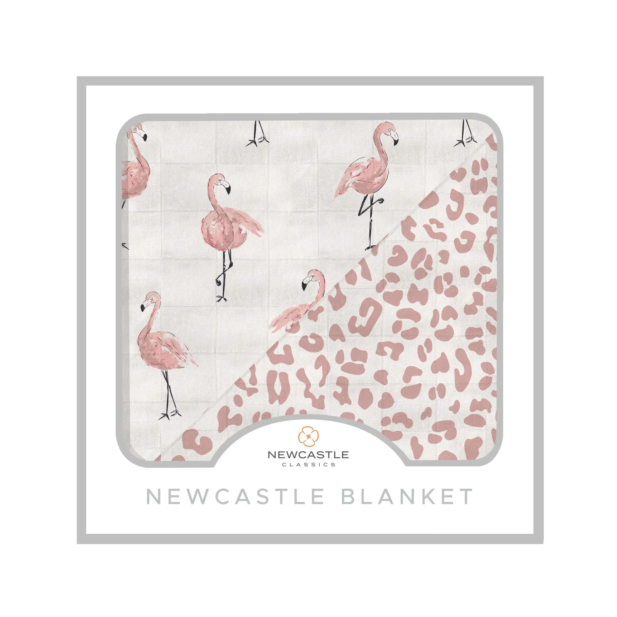 Dancing Flamingo and Little Leopard Newcastle Blanket
