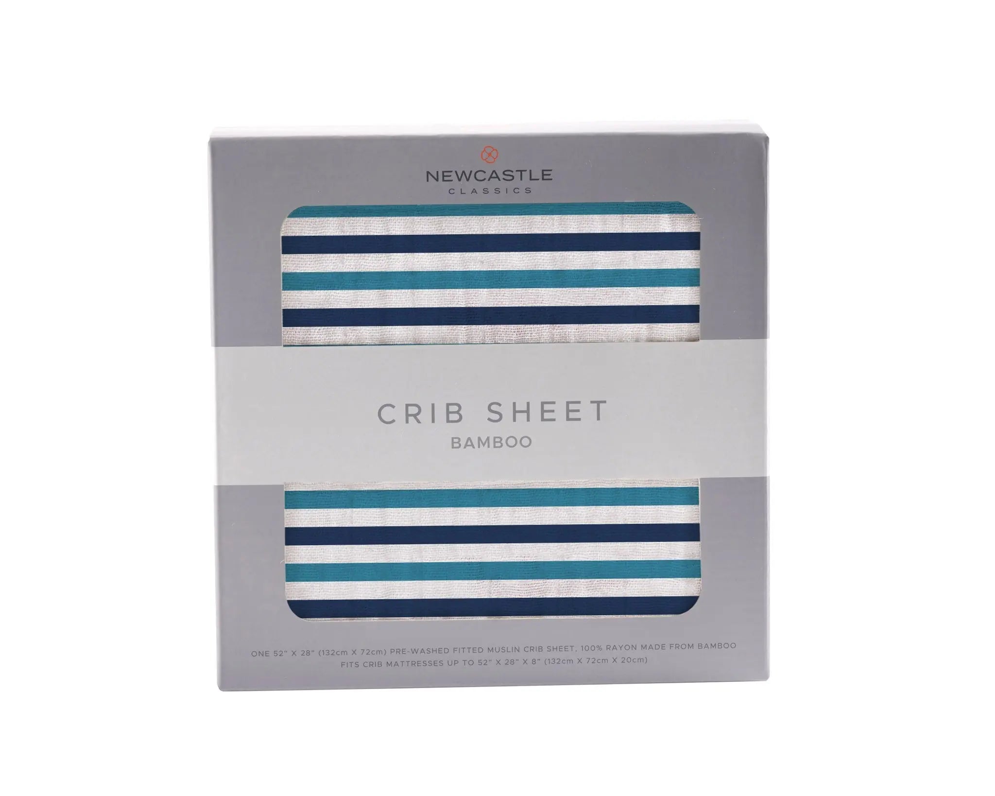 Blue and White Stripe Bamboo Crib Sheet Newcastle Classics