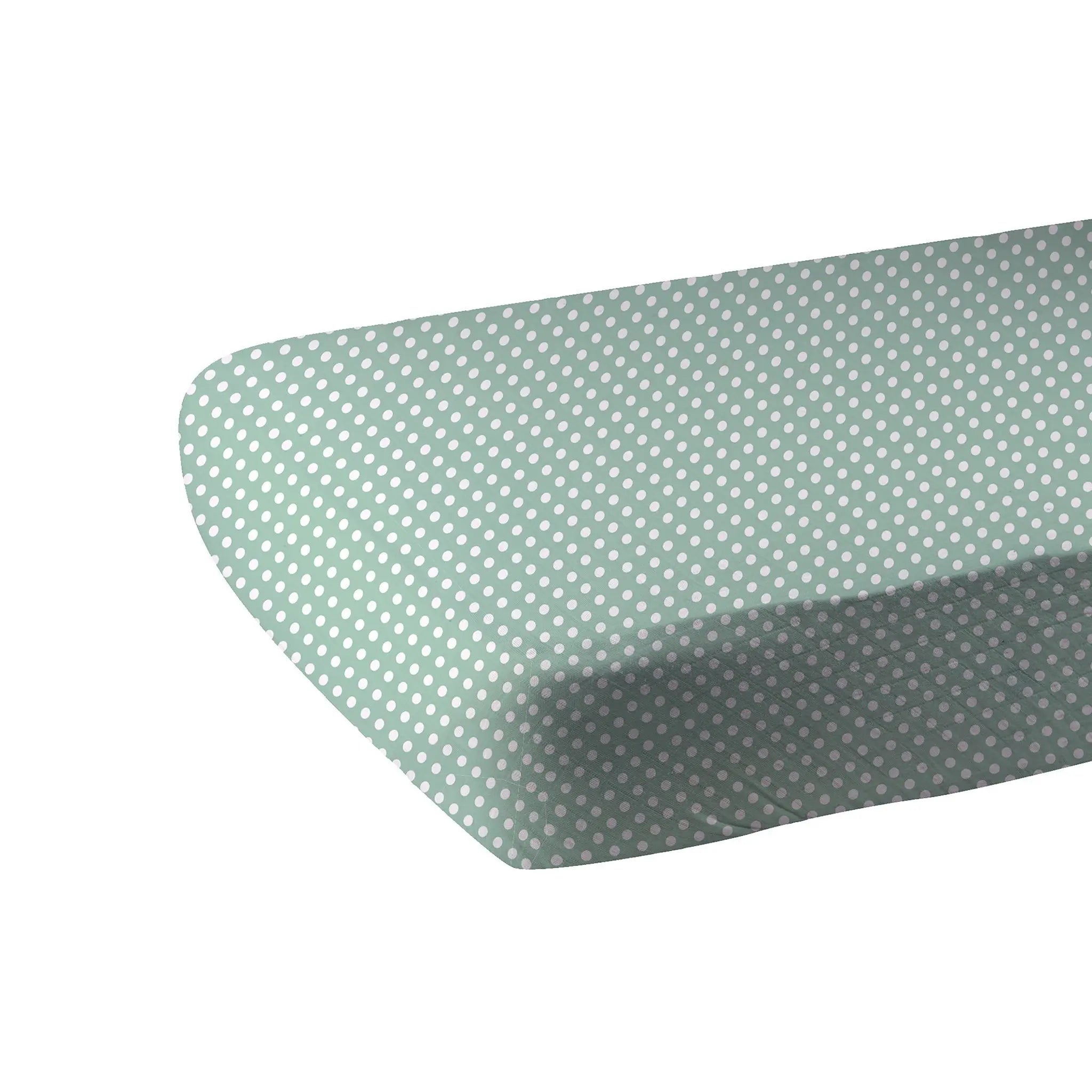 Jade Polka Dot Cotton Muslin Crib Sheet
