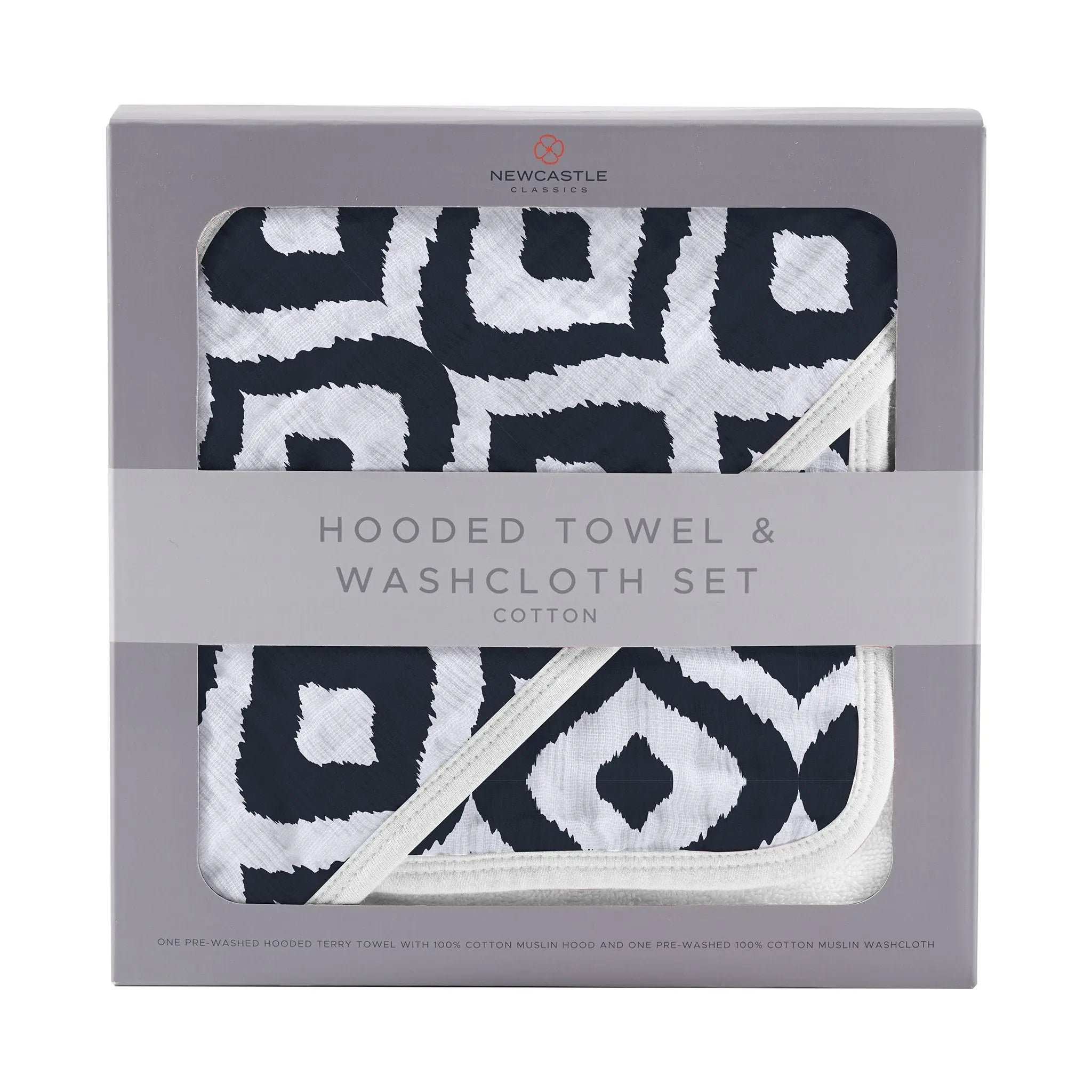 Moroccan Blue Hooded Towel and Washcloth Set Newcastle Classics