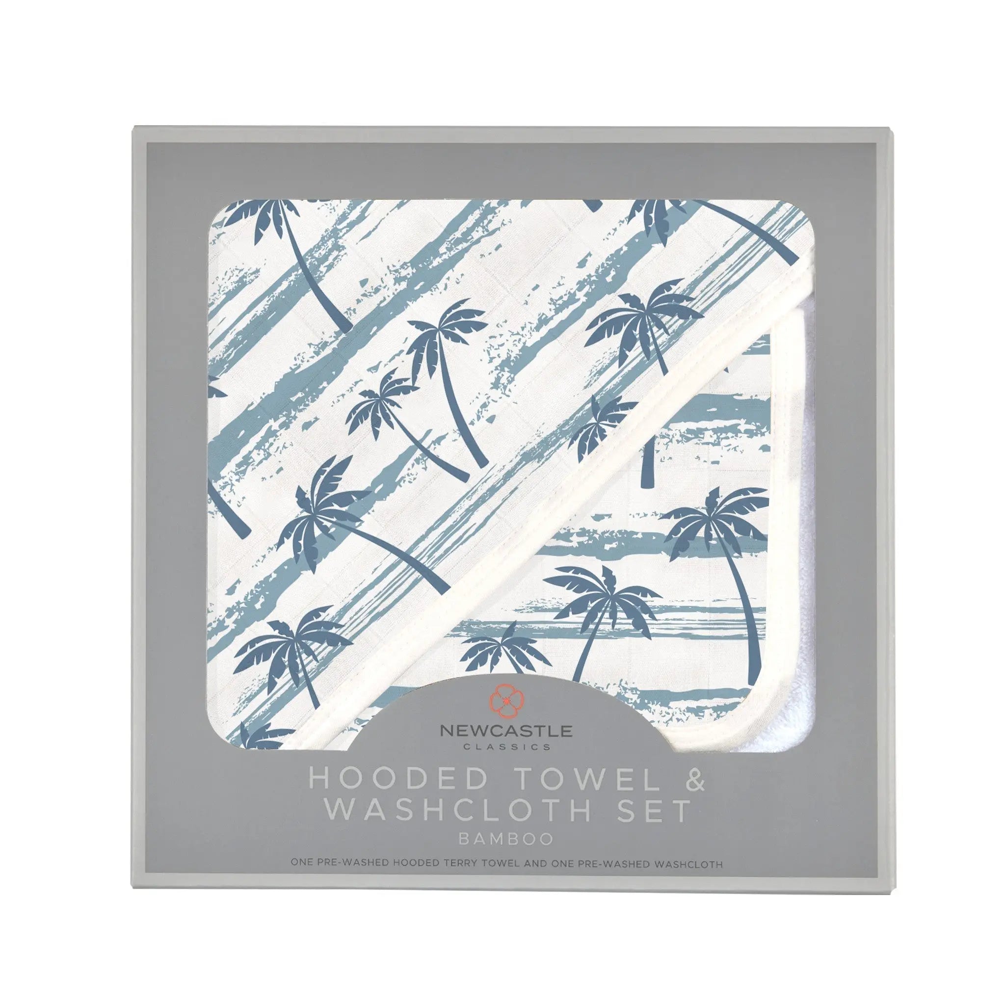 Ocean Palm Trees Bamboo Hooded Towel and Washcloth Set Newcastle Classics