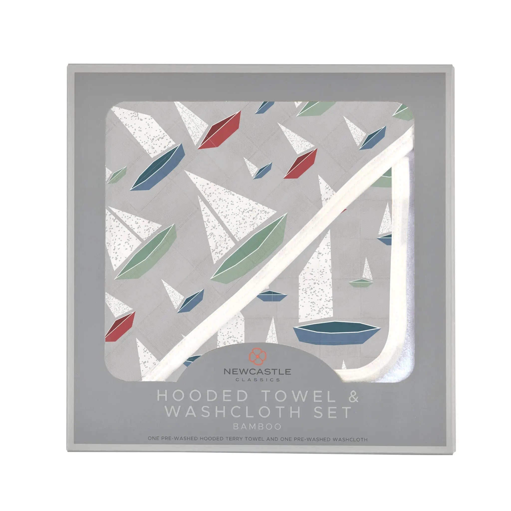 Marina Sailboats Bamboo Hooded Towel and Washcloth Set Newcastle Classics