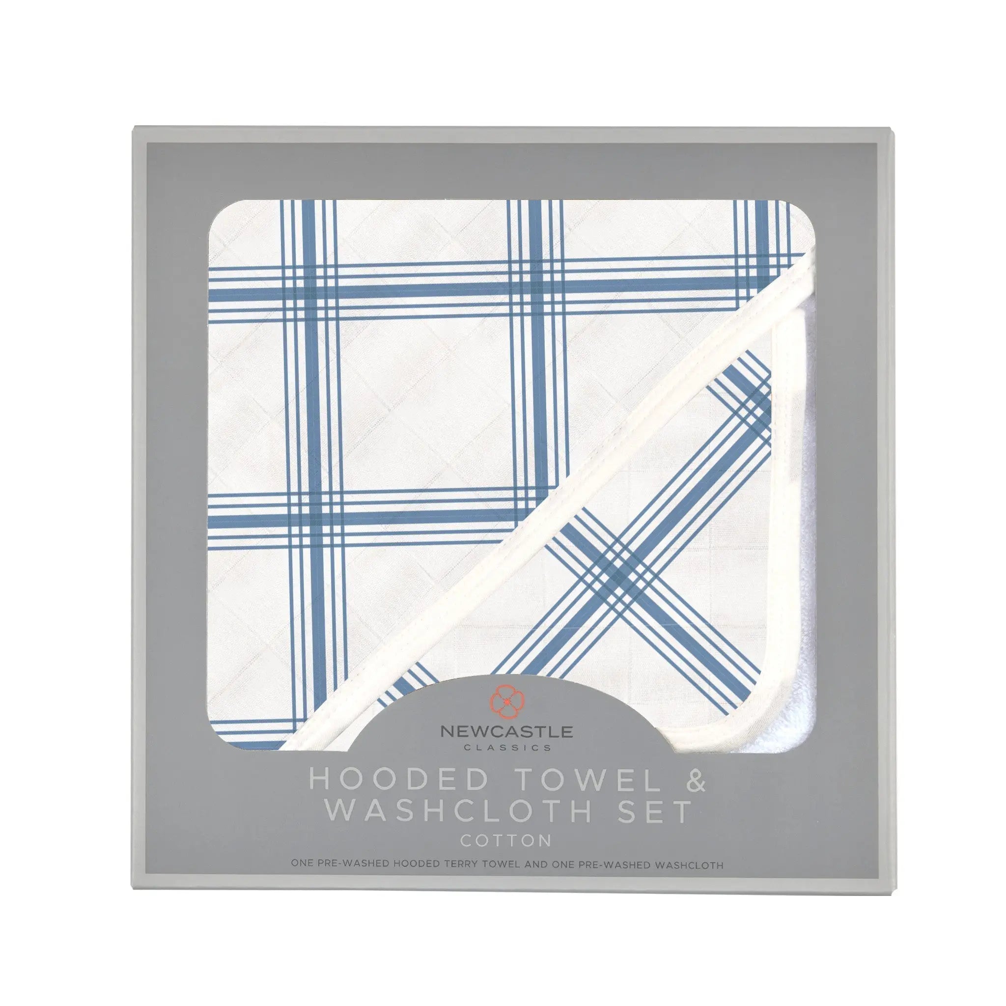 Blue Buffalo Check Plaid Hooded Towel and Washcloth Set Newcastle Classics