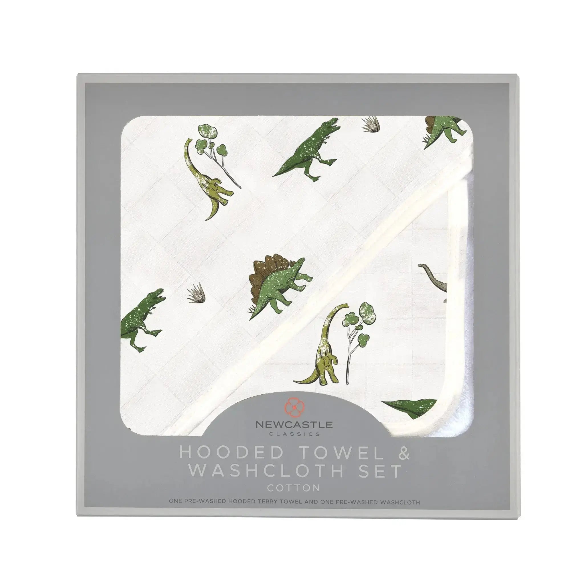 Newcastle Classics Dino Days Hooded Baby Towel & Washcloth Set