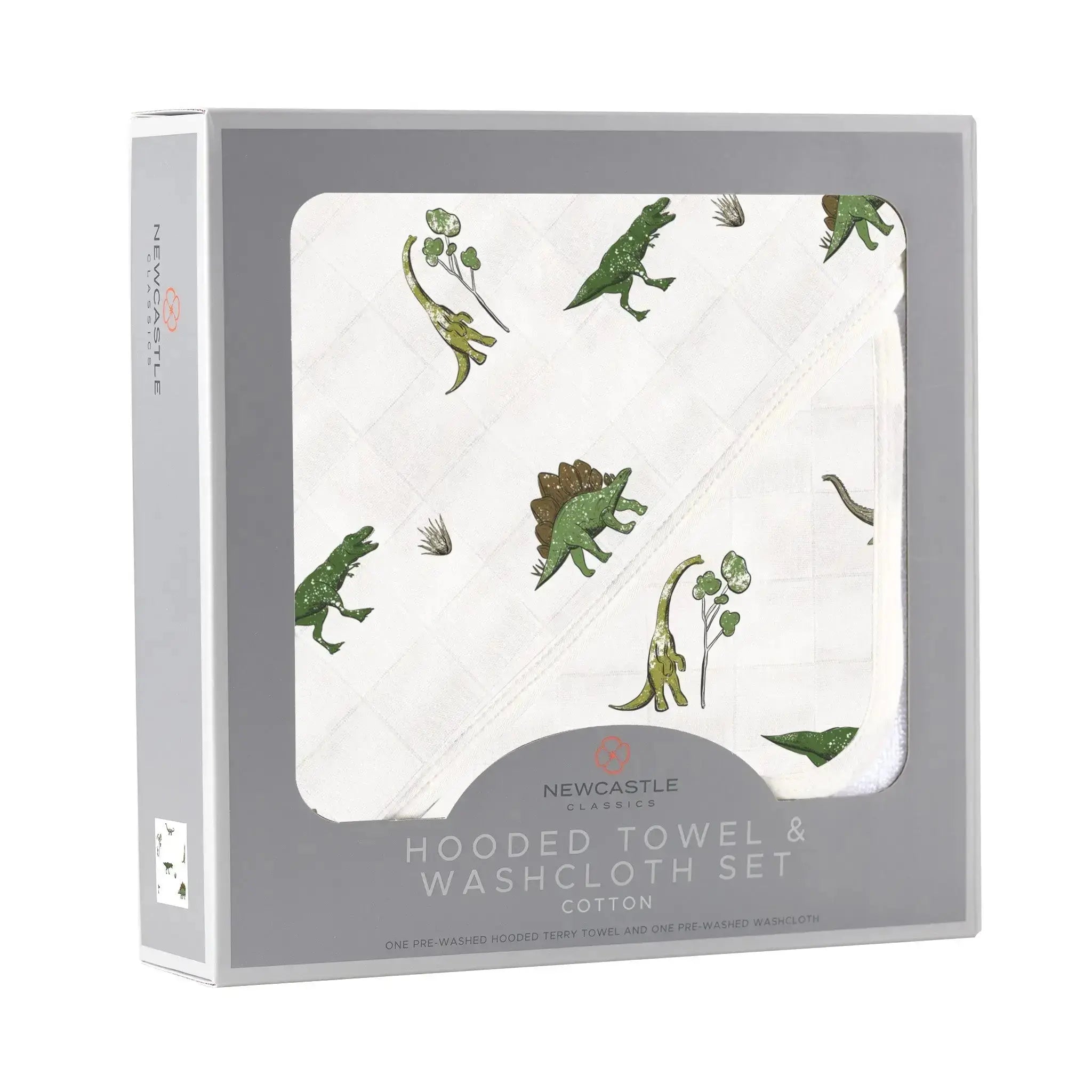 Newcastle Classics Dino Days Hooded Baby Towel & Washcloth Set