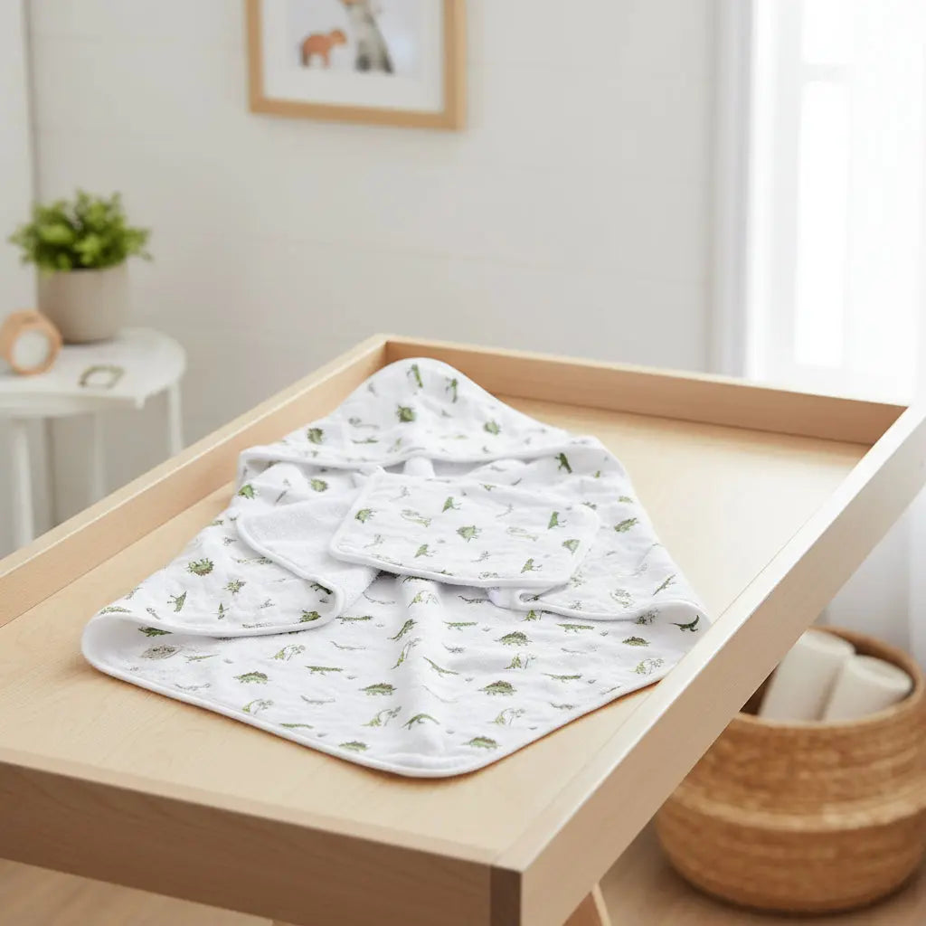 Newcastle Classics Dino Days Hooded Baby Towel & Washcloth Set