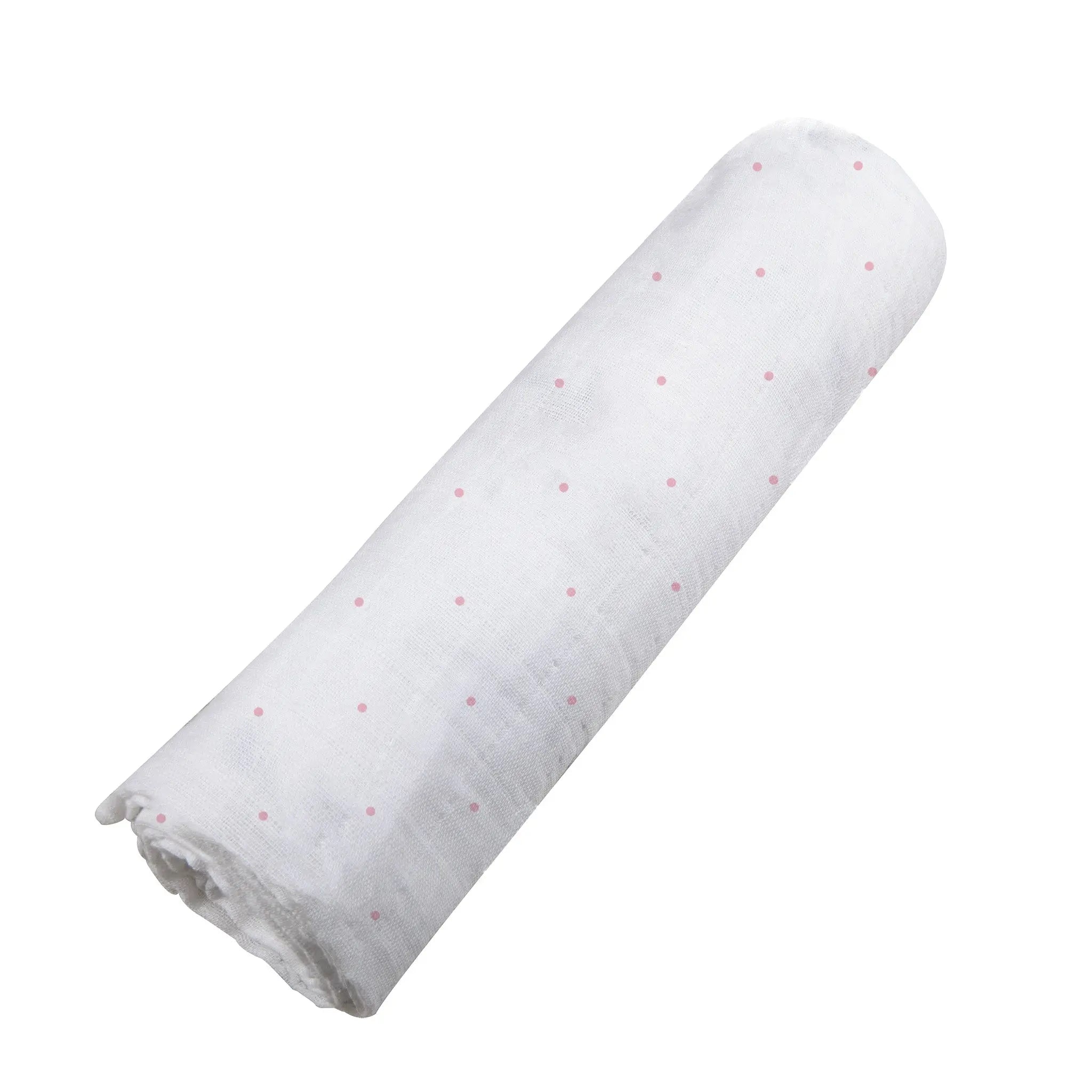 Pink Polka Dot Bamboo Muslin Swaddle