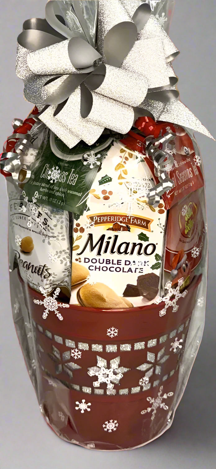 Small Snowflake Holiday Gift Basket - Gourmet Treats & Chocolate Delights