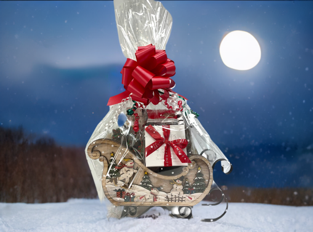 Snowman Holiday Sleigh Gift Basket