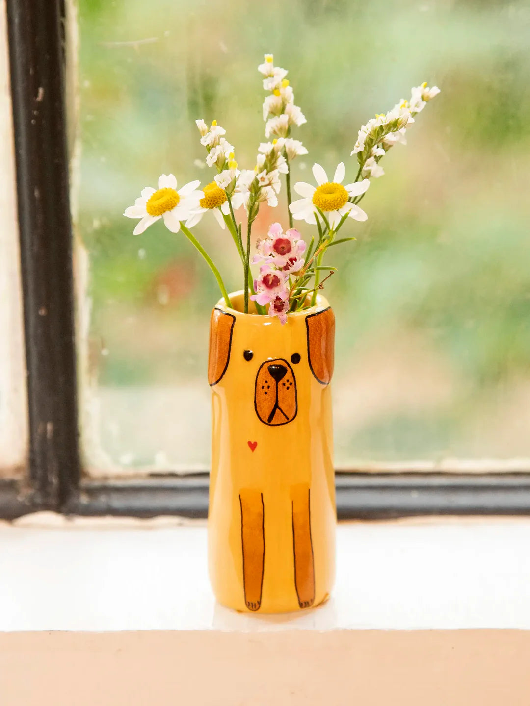 Natural Life Cutest Little Dog Vase - 3" Ceramic Flower Vase for Dog Lovers