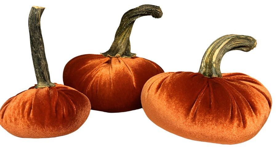 Little Creek Gifts - Deep Orange Velvet Pumpkins