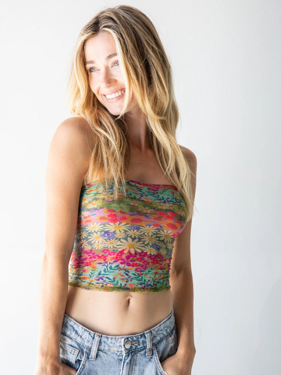 Natural Life Wildflower Border Boho Bandeau - Versatile Headband & Tube Top