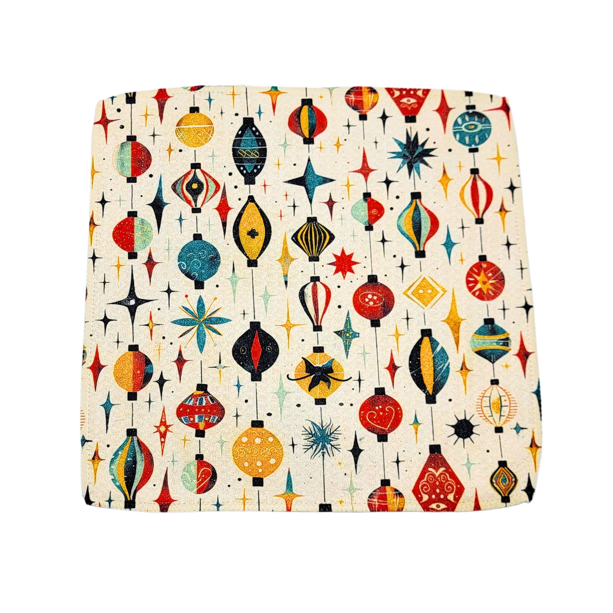 Driftless Studios - Holiday Ornaments Waffle Washcloth - Stocking Stuffers