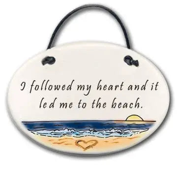 Beach Ornament - 'I Followed My Heart to the Beach' Ceramic Hanging Decoration