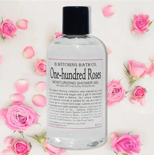 One-hundred Roses Shower Gel - Romantic Rose Fragrance 8oz B. Witching Bath Co.
