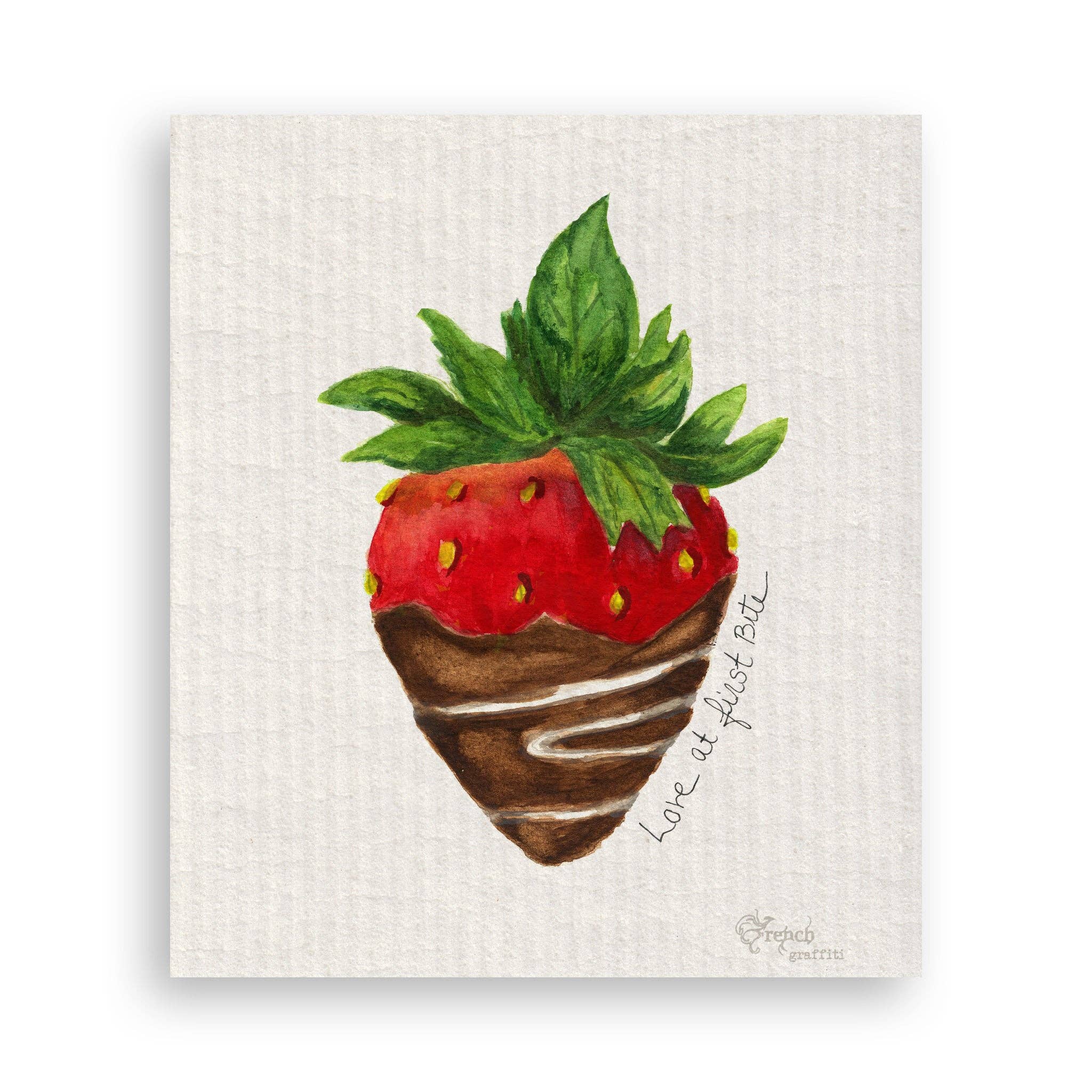 Love At First Bite Strawberry-  Dishtowel